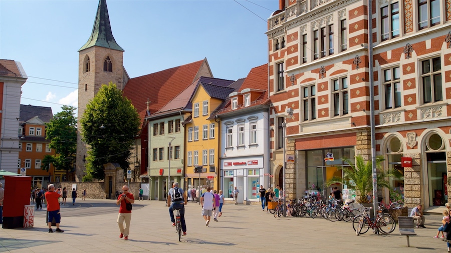 Erfurt trong đó bao gồm di sản, quảng trường và cảnh đường phố