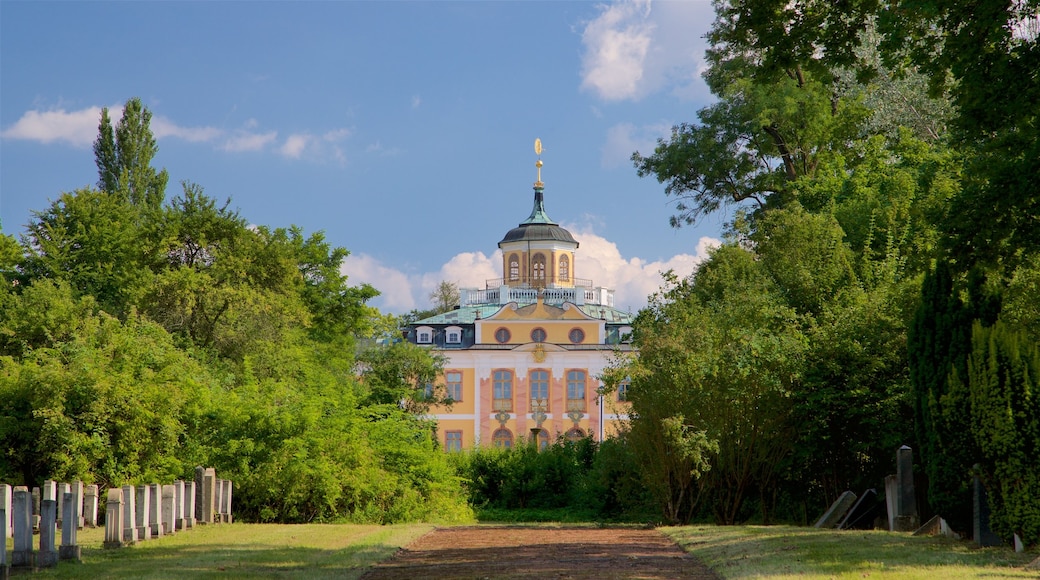 Belvedere Castle featuring heritage architecture and a garden