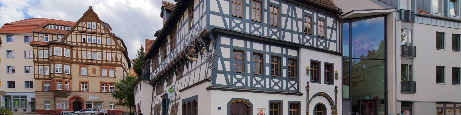 Lutherhaus showing heritage elements and a city