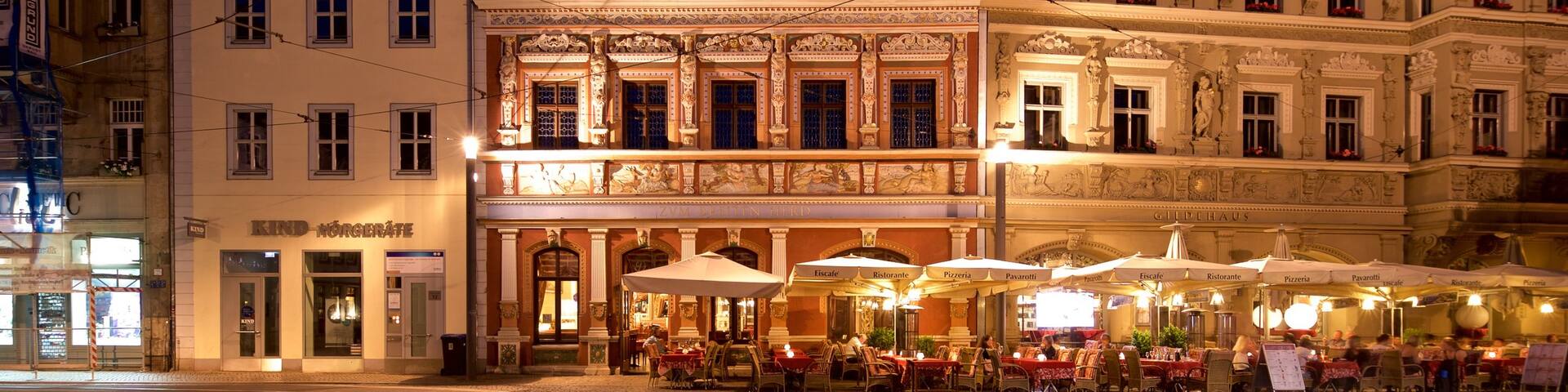 Gildehaus featuring night scenes and heritage elements