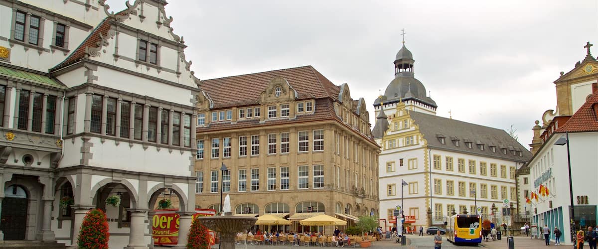Rathaus which includes a fountain, a city and heritage architecture