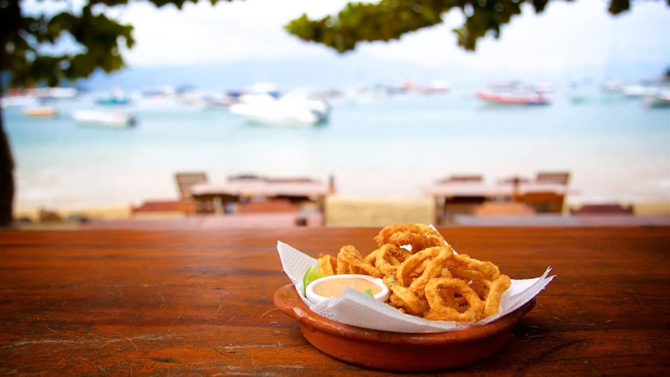 Vila do Abraao featuring food and general coastal views