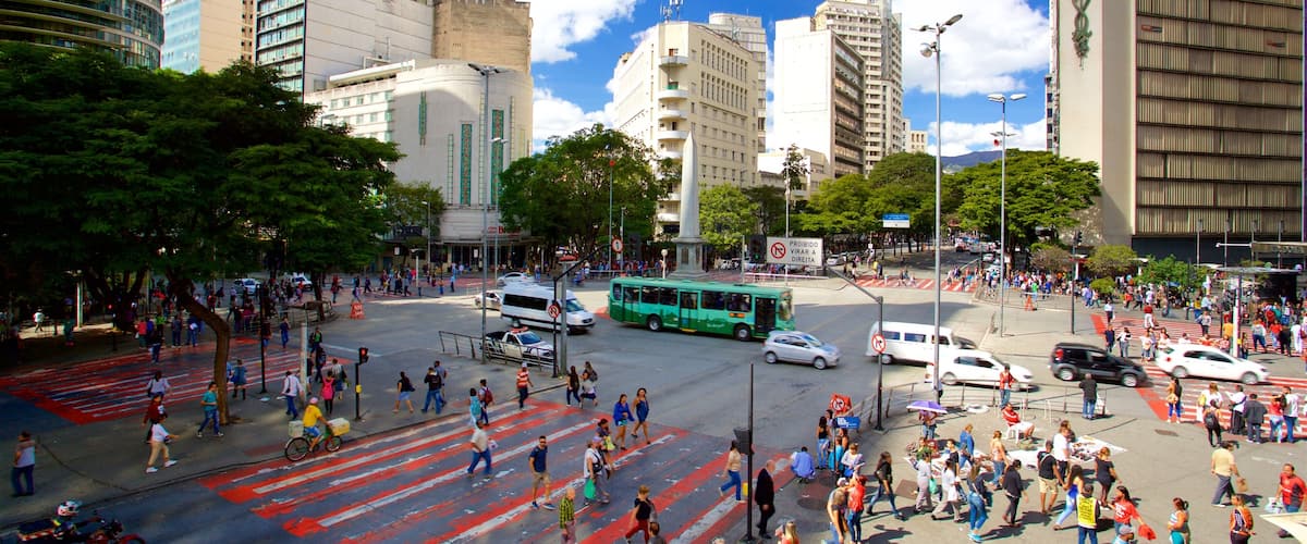 September Seven Square showing street scenes, a city and city views