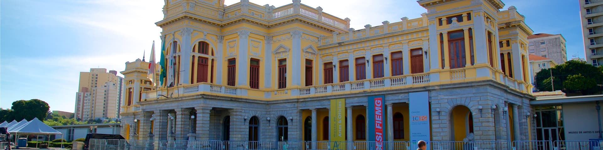 Museum of Arts and Craft showing heritage architecture and a square or plaza as well as an individual male