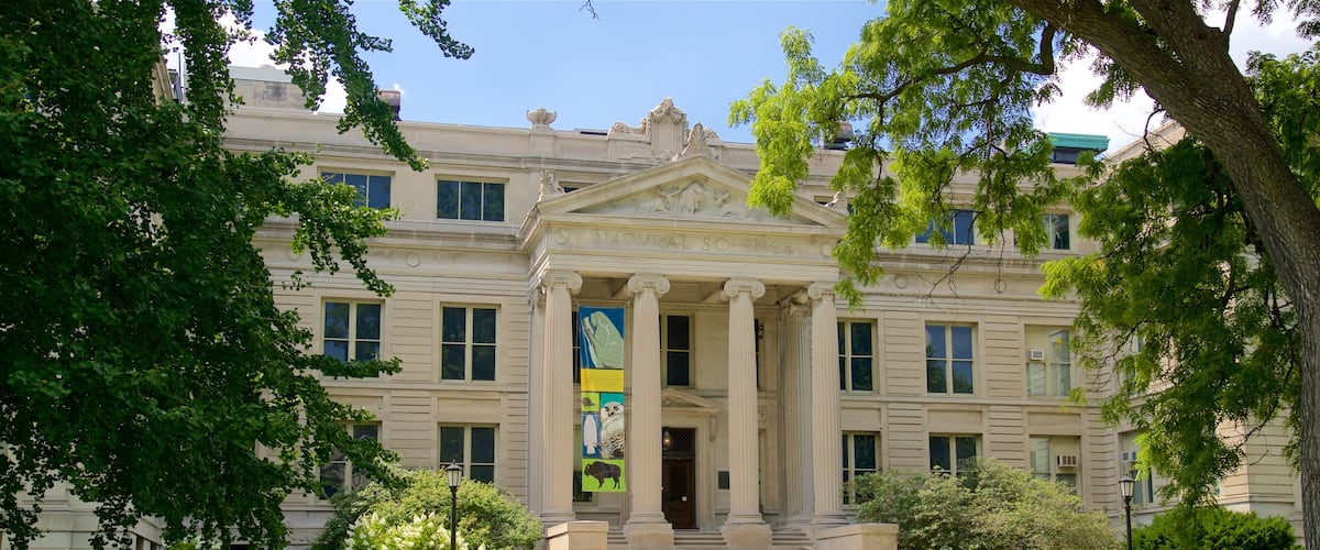 Iowa Museum of Natural History which includes an administrative buidling, heritage architecture and a park