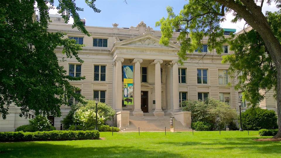 Iowa Museum of Natural History showing an administrative building, a garden and heritage architecture