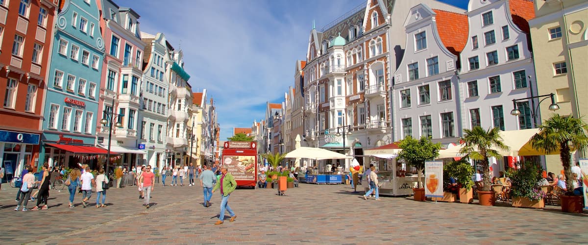 Rostock which includes street scenes and a square or plaza as well as a small group of people