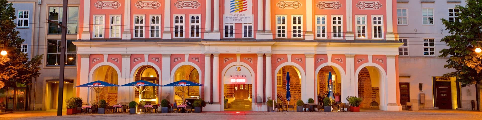 Town Hall showing night scenes and heritage architecture