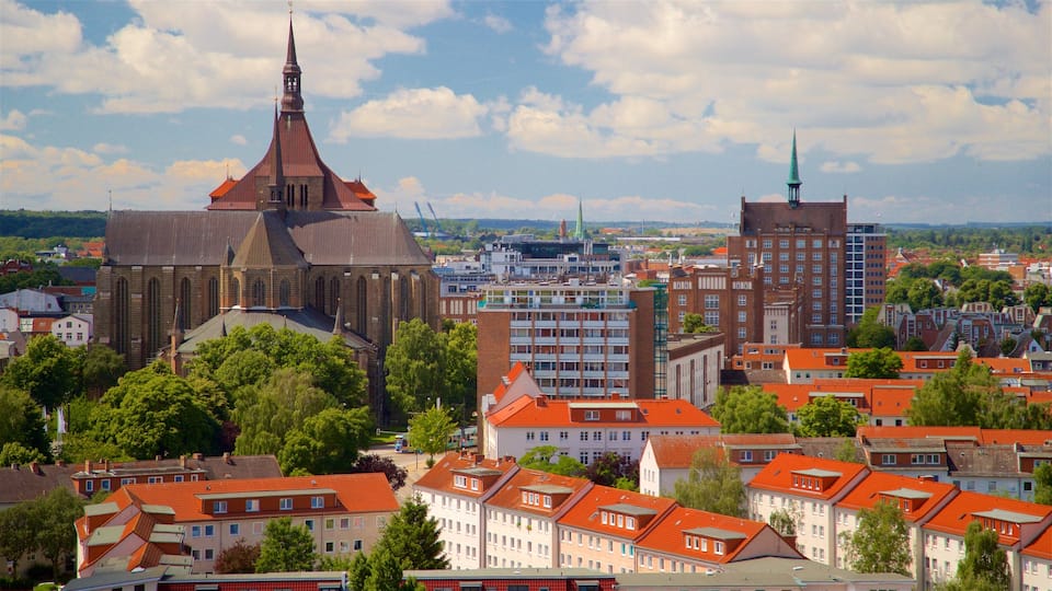 Petrikirche which includes landscape views, heritage architecture and a city