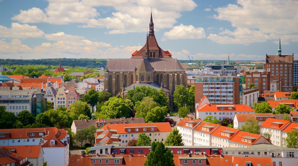 Petrikirche which includes landscape views, a city and heritage architecture