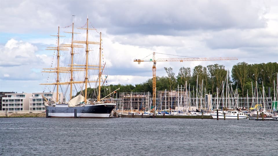 Travemuende featuring heritage elements and a bay or harbor