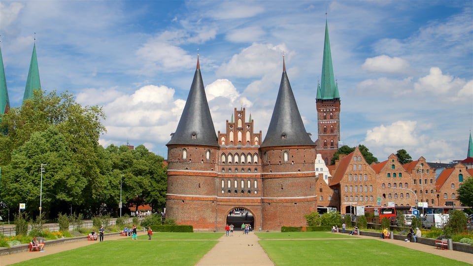 Museum Holstentor which includes a park and heritage architecture