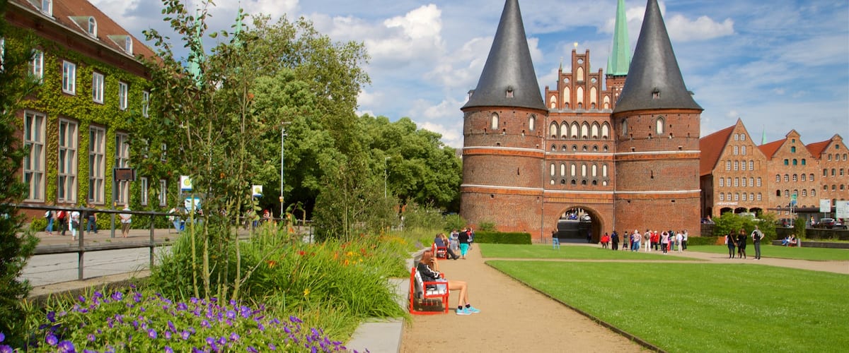 Museum Holstentor qui includes fleurs sauvages, patrimoine architectural et jardin