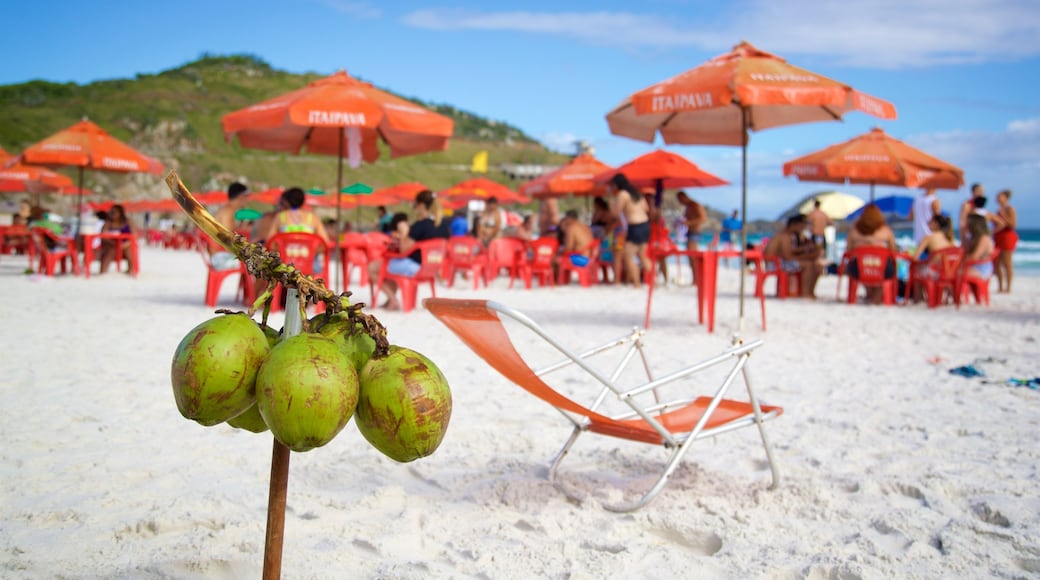 Arraial do Cabo che include cibo, spiaggia sabbiosa e vista della costa