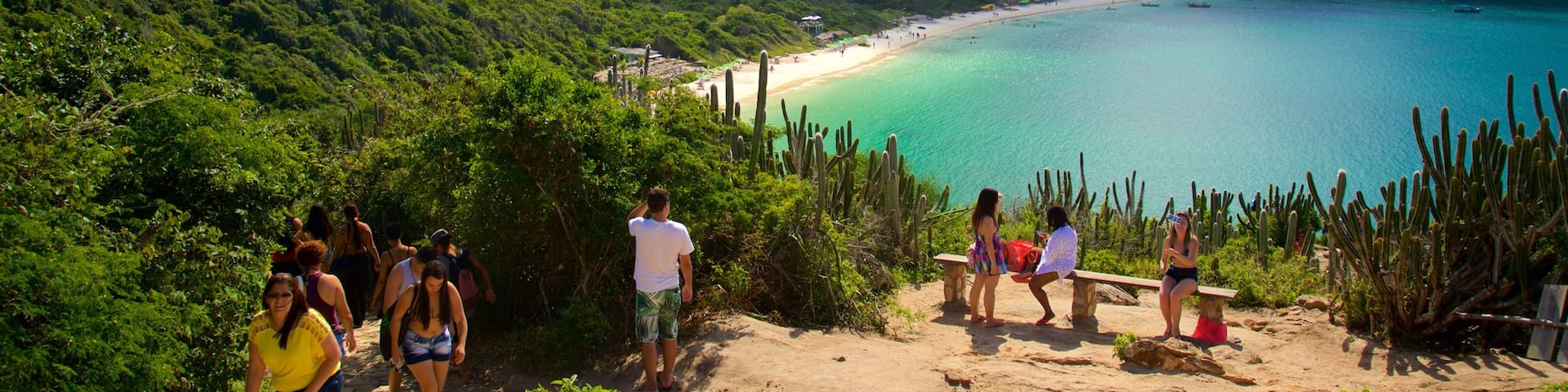 Forno Beach featuring general coastal views as well as a small group of people