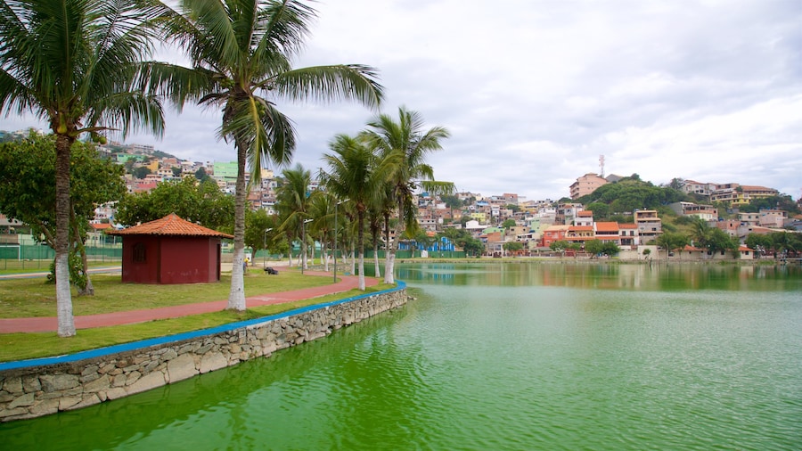 Hermes Barcellos Public Park featuring a lake or waterhole and a coastal town