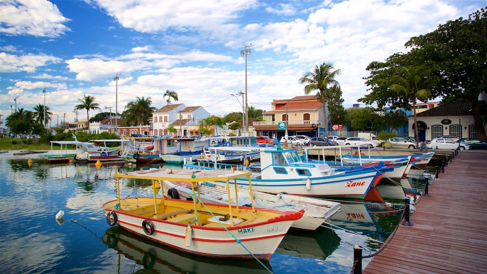 Cabo Frio que incluye una bahía o puerto