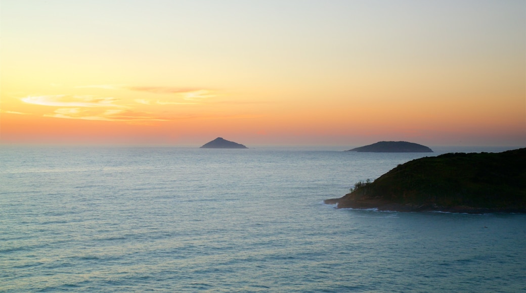 Joao Fernandes Viewpoint which includes a sunset, landscape views and island images