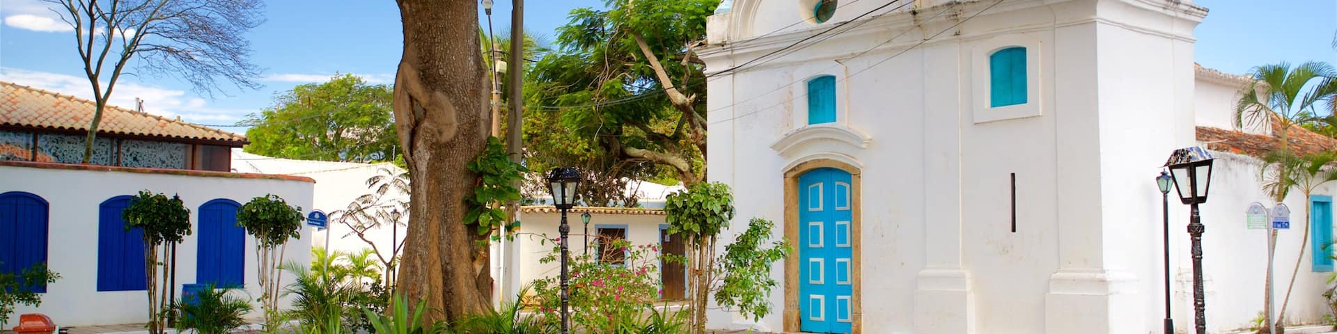 Sao Benedito Church featuring heritage architecture, a church or cathedral and a small town or village