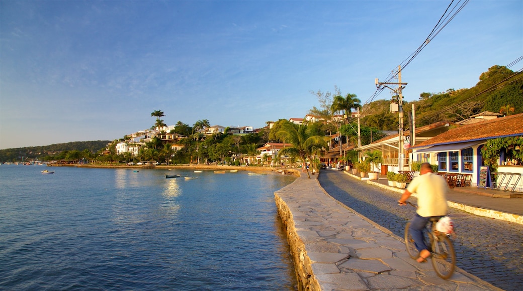 Orla Bardot showing cycling, a coastal town and general coastal views