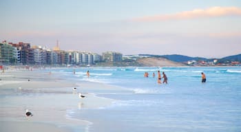 Dunas Beach which includes swimming, a coastal town and a city