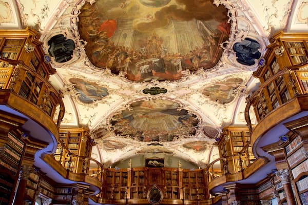 Abbey Library of Saint Gall showing heritage elements and interior views