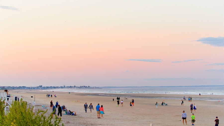 Ogunquit Beach which includes a sunset, general coastal views and a beach