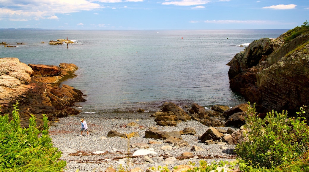 Ogunquit Museum of American Art which includes a pebble beach, general coastal views and rugged coastline