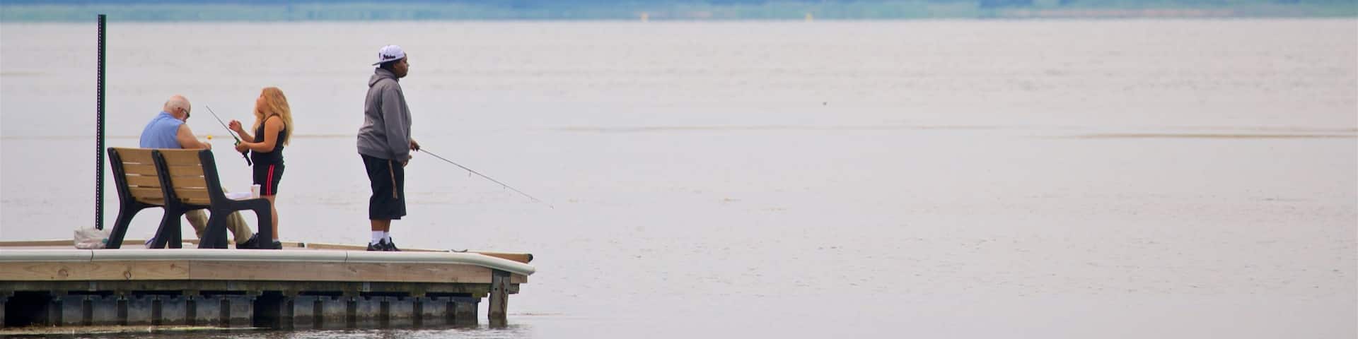 Onondaga Lake Park which includes a lake or waterhole and fishing as well as a small group of people