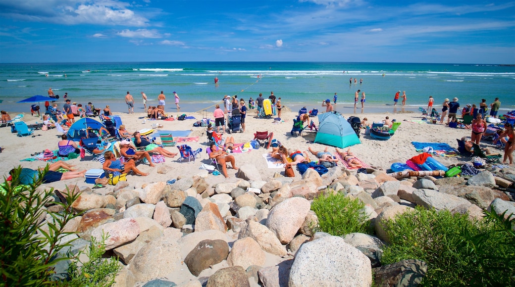 Playa Ogunquit que incluye una playa y vistas de una costa y también un grupo grande de personas