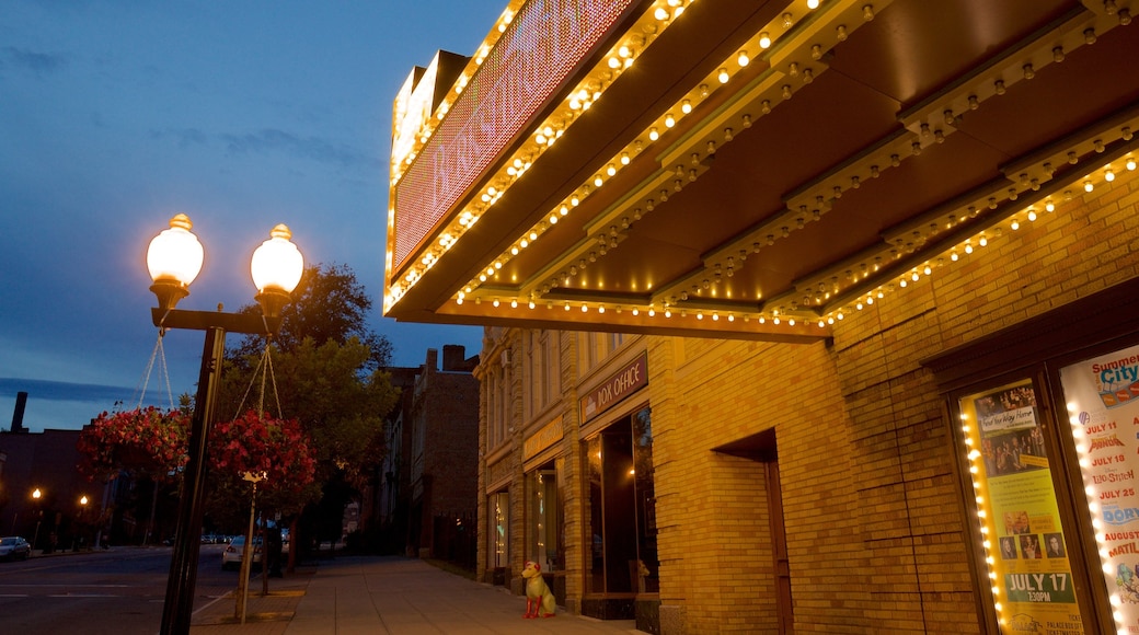 Palace Theater featuring night scenes