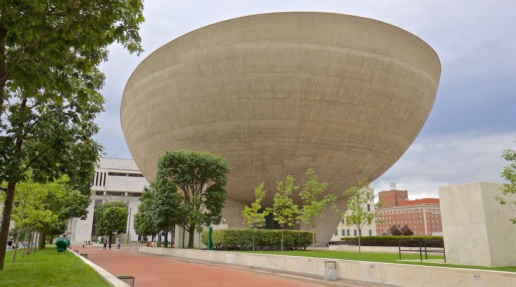 The Egg showing a garden and modern architecture