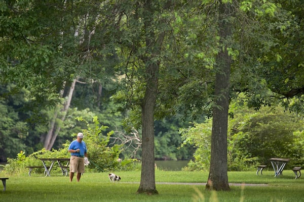 Lake Onondaga showing cuddly or friendly animals, a park and hiking or walking