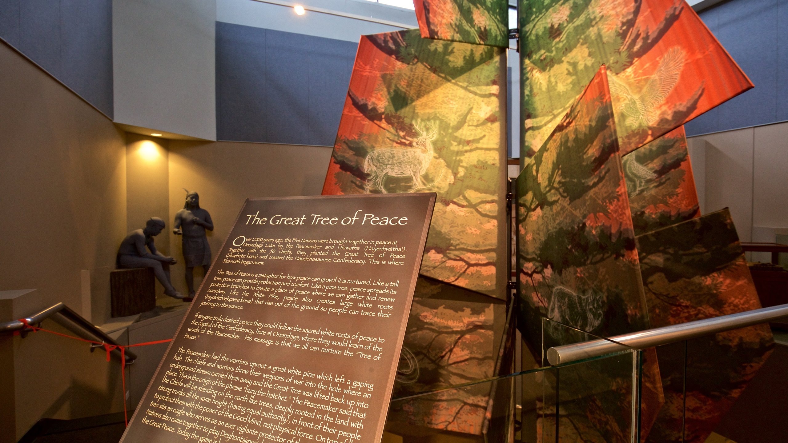 Sainte Marie among the Iroquois featuring interior views and signage