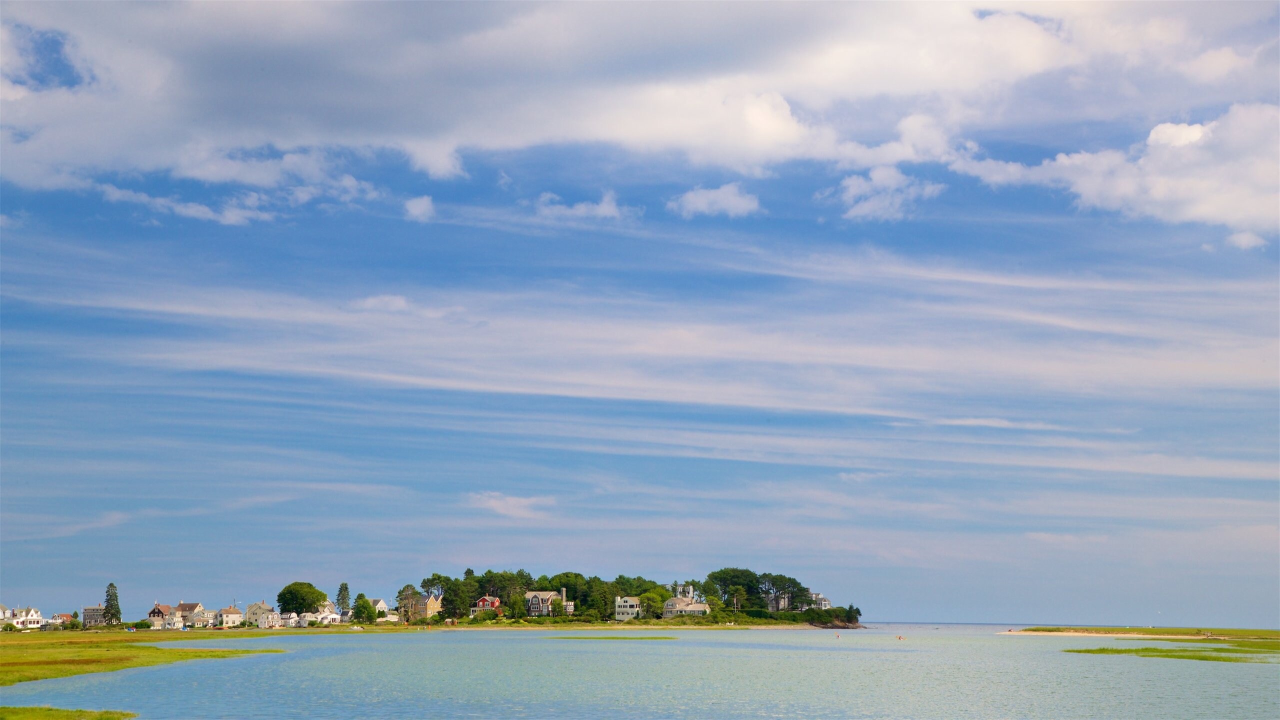 Kennebunkport which includes a coastal town and general coastal views