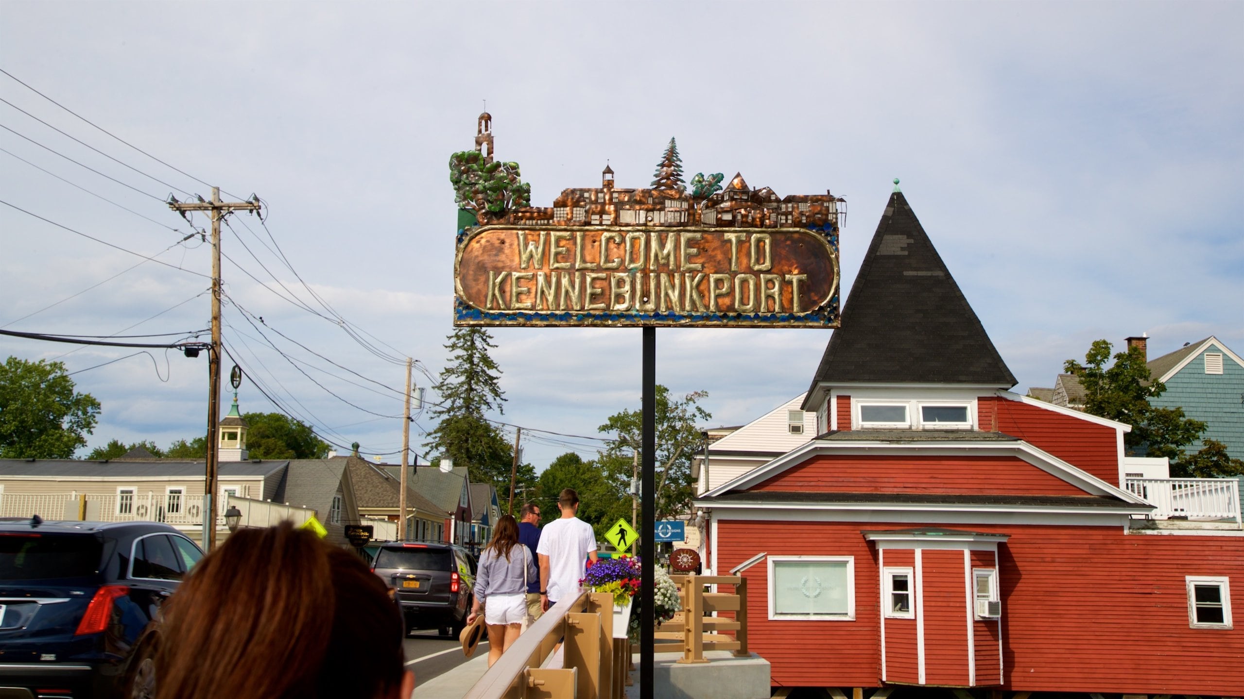 Kennebunkport which includes a small town or village and signage