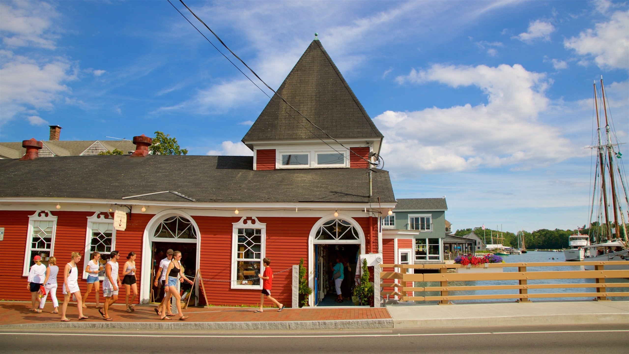 Kennebunkport which includes street scenes, a small town or village and a river or creek