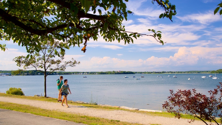 East Prom Trail which includes a bay or harbor and a park as well as a couple