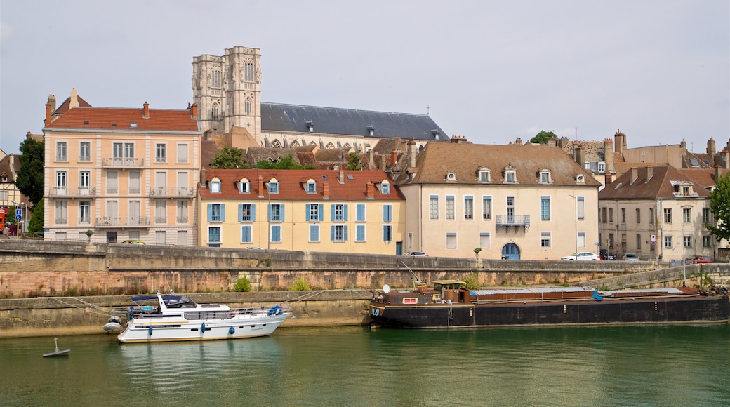 Chalon Cathedral which includes a city and a river or creek