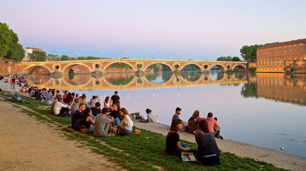 Pont Neuf featuring a sunset, a river or creek and a bridge