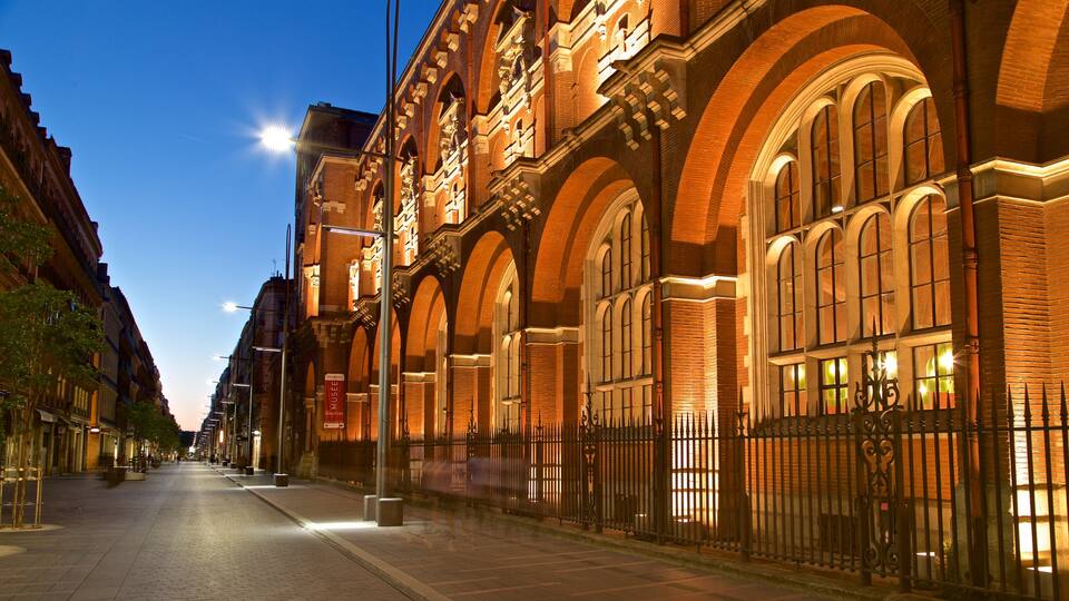 Musée des Augustins som inkluderar en stad, historisk arkitektur och nattliv