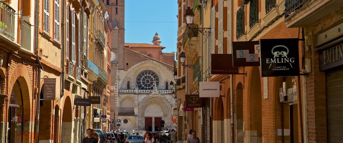 Saint Etienne Cathedrale which includes a city