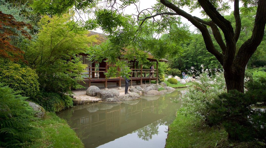 Den japanske hagen i Toulouse fasiliteter samt park og dam