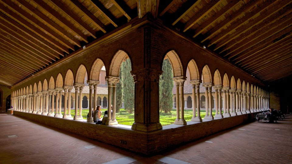 Church of the Jacobins showing interior views and a garden as well as a couple