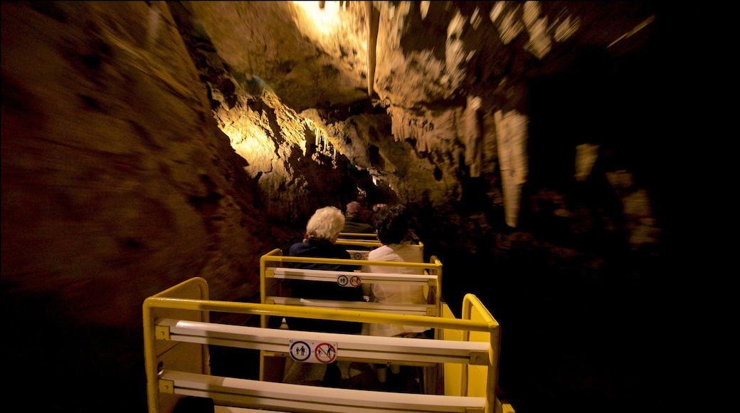 Grottes de Bétharram qui includes grottes et articles ferroviaires aussi bien que petit groupe de personnes