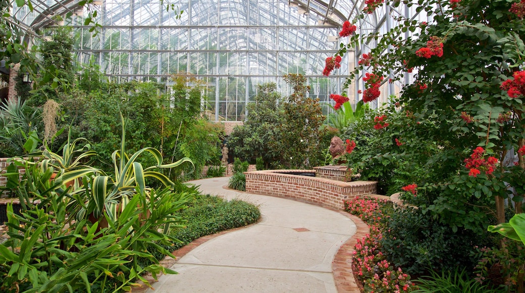 Lauritzen Gardens caracterizando um parque, vistas internas e flores