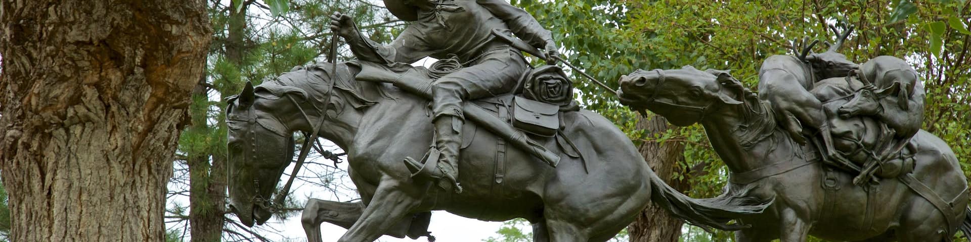 Pioneer Courage Park showing a statue or sculpture and a park