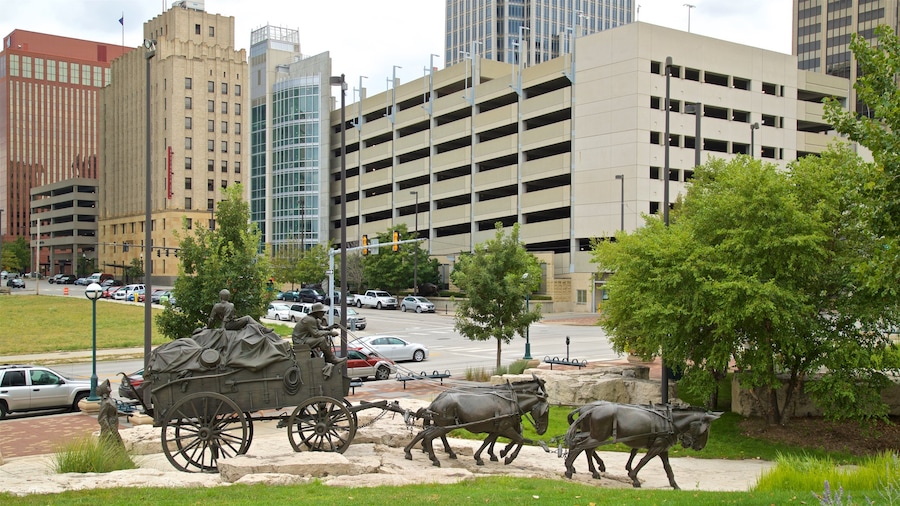 Pioneer Courage Park featuring a city and a statue or sculpture