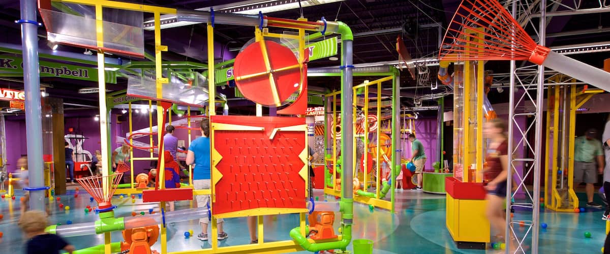Omaha Children\'s Museum showing a playground and interior views
