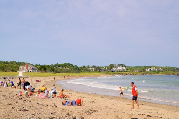 Parc d\'État de Scarborough Beach qui includes vues littorales et plage de sable aussi bien que petit groupe de personnes